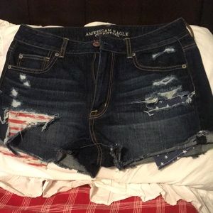 American Eagle American flag pocketed high waist